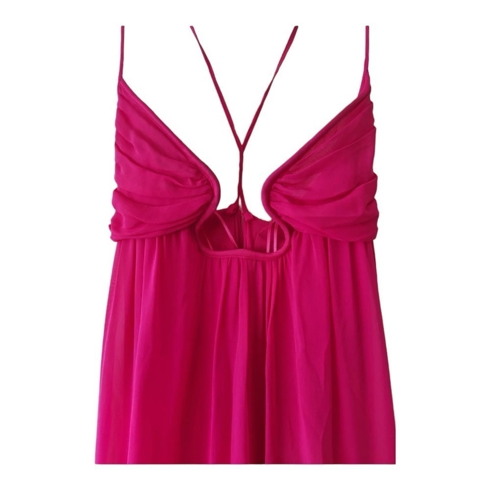 Women’s Fuchsia Halter Maxi Dress - Lightweight Beach Cover-Up - Picture 12 of 15